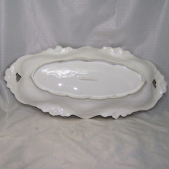 R S Prussia Roses Molded Handled Oblong Celery Bowl Serving Dish - Picture 2 of 6